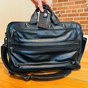 Tumi Black Soft Leather Laptop Bag Briefcase